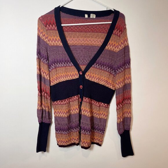 Moth Sweaters - Moth Anthropologie Chevron Cardigan Sweater Women’s M Multicolor Button Front